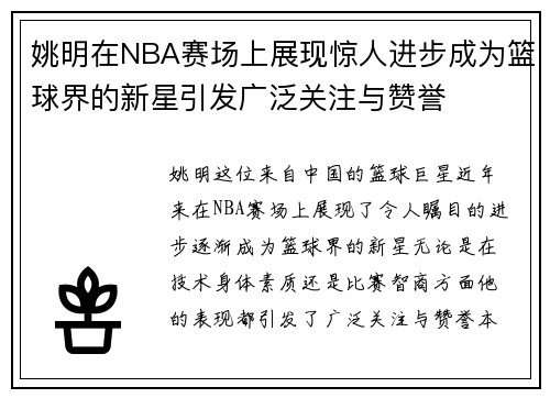 姚明在NBA赛场上展现惊人进步成为篮球界的新星引发广泛关注与赞誉